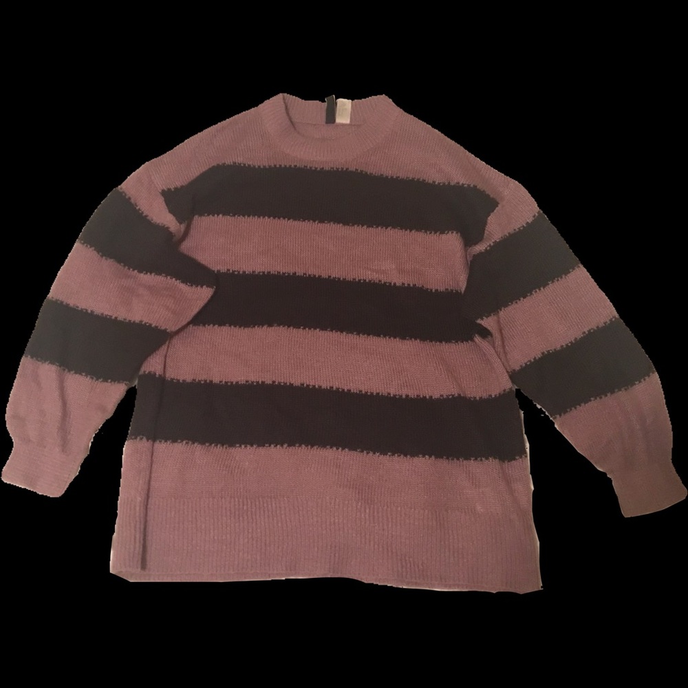 H&M bagggy Stripped Black and Purple Sweater | skater style
